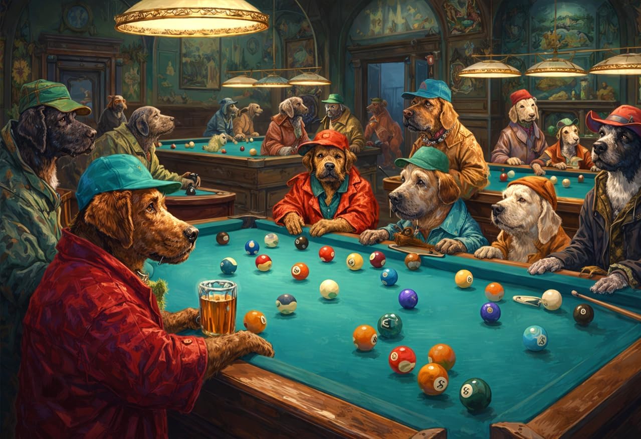 Jigsaw Puzzles for Adults 1000 Pieces - Dogs Playing Cards Challenging Puzzle with High-Definition Artwork, Relaxing Stress Relief Gift