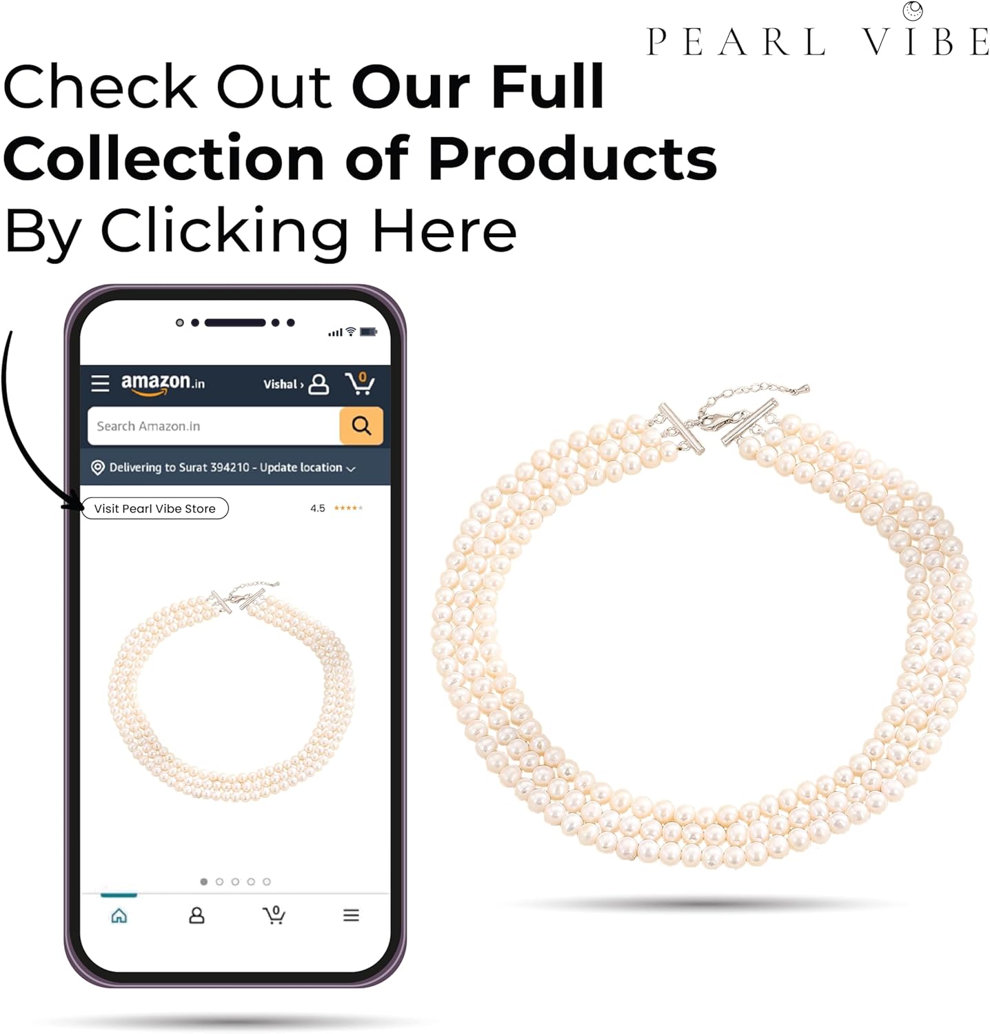 AAA+ Quality Freshwater Pearls Necklace for Women | 6.5-7mm Round White Pearls with 925 Sterling Silver Clasp - 18-19 inch Triple Strand Pearl Necklace - Pearl Gifts for Anniversary - Image 6