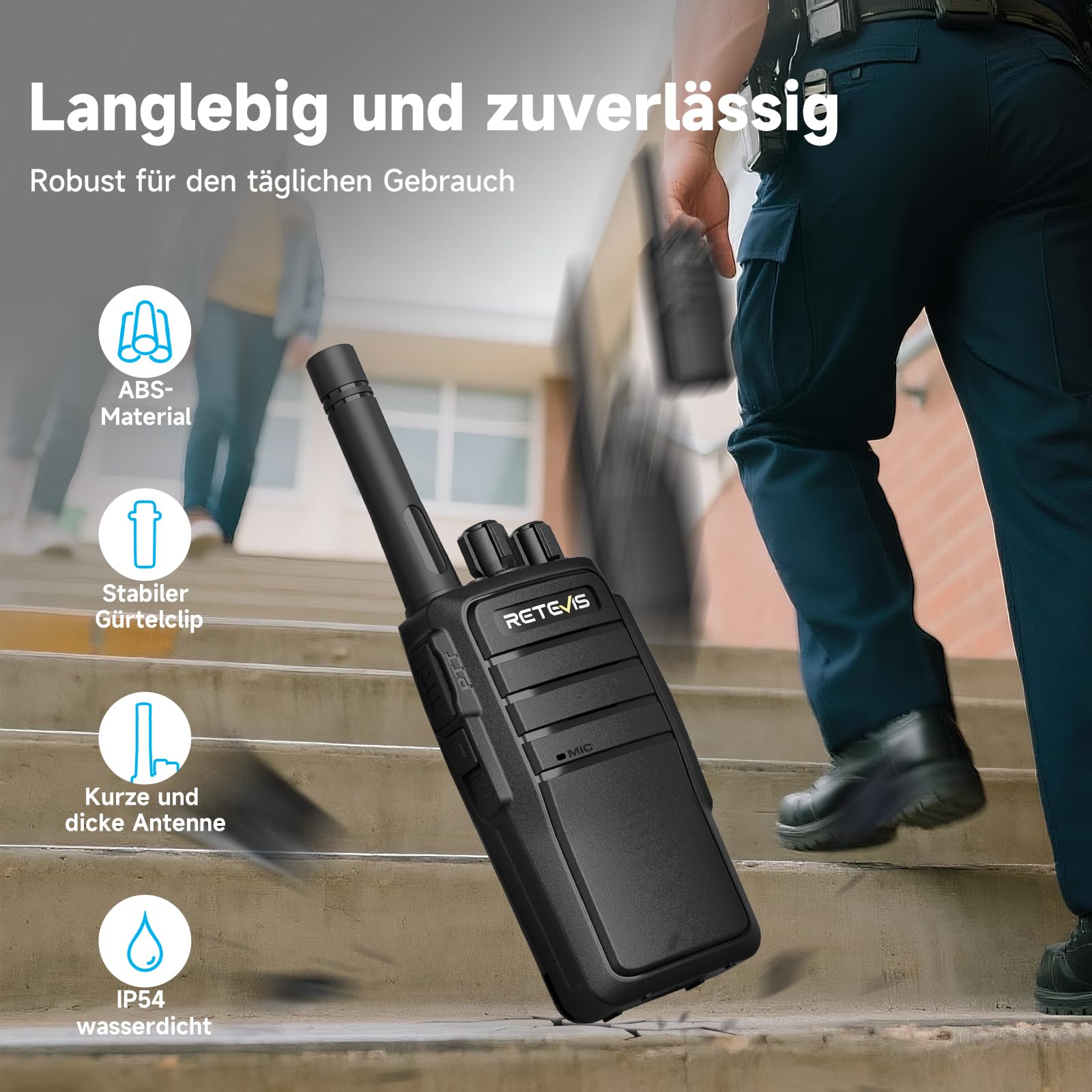 Retevis RT21 Handheld-Walkie-Talkies-Radio 16CH Wiederaufladbare 2-Wege-Fernverbindung mit CTCSS/DCS VOX für die Planungssicherheit des Airsoft-Wanderfestivals, Rettung(4 Stück Schwarz)