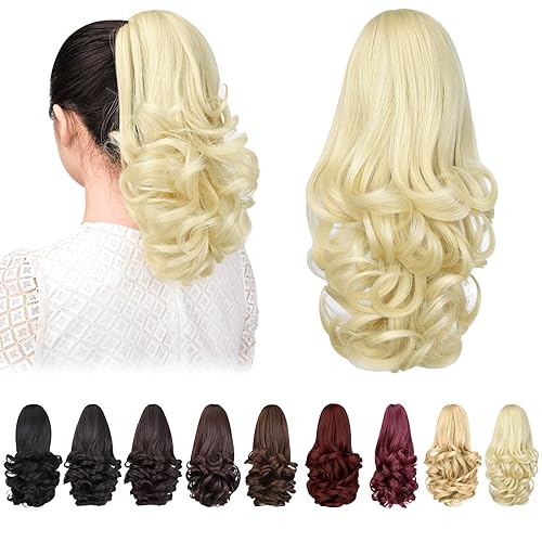 Miniatura 256 de Brown ponytail extension,16" claw clip hair extensions ponytail short curly hair ponytail Extension Natural Looking Synthetic Hairpiece for Women