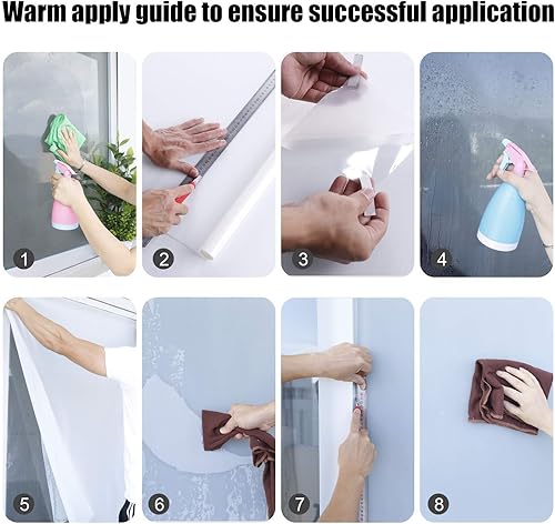 Miniatura 7 de Películas de privacidad para ventana, tinte opaco de vidrio esmerilado, tratamiento de adherencia estática protege la seguridad del hogar sin