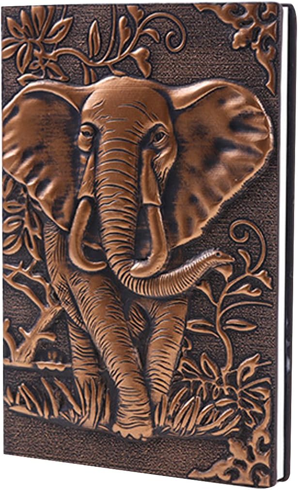 A5 Embossed Leather Writing Notebook African Elephant Journals Daily Weekly Monthly Planner