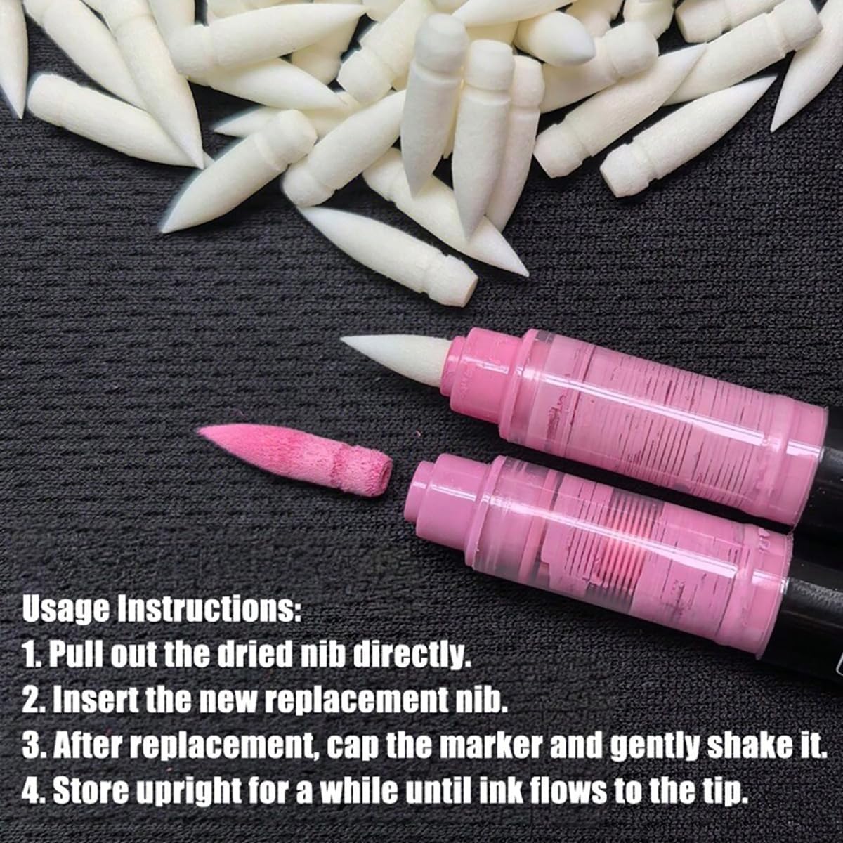 Marker Tips 100 Pcs Acrylic Paint Accessories Refill Soft Brush Pens Nibs Fit for Guangna and Languo 9/12/24/48/64/128/168/240/288 Colors