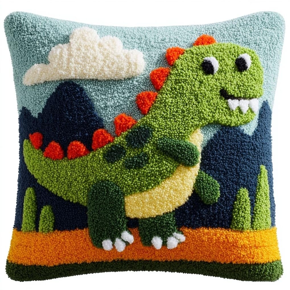 AxiangziK Pre-Printed Latch Hook Cushion Kits,Cartoon Dinosaur