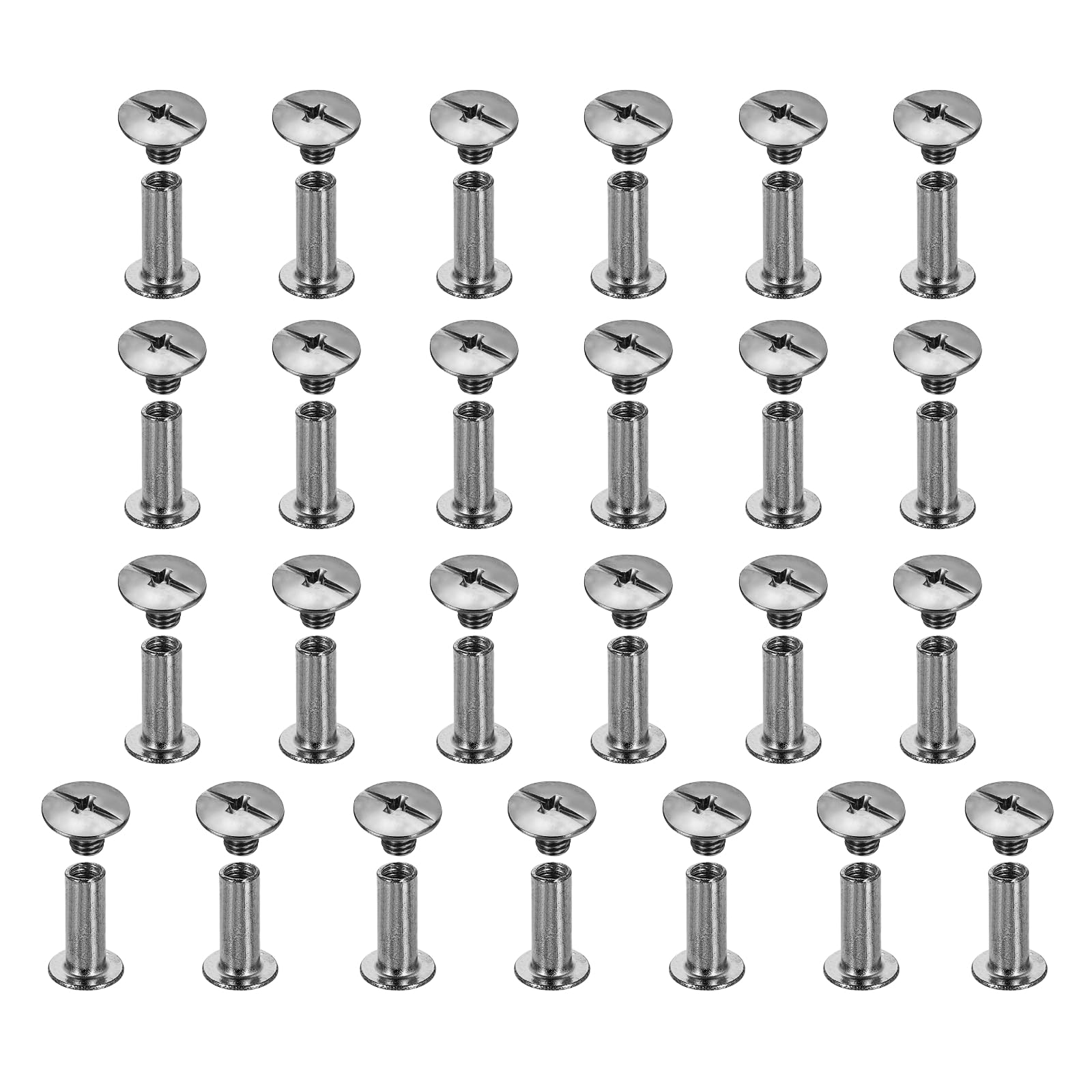 sourcing map 25set Chicago Screw M5x14mm Phillips Nail Rivet Stud Bolts Rivets Binding Post Screw for DIY Craft Leather Belt Bag Bookbinding, Gunmetal