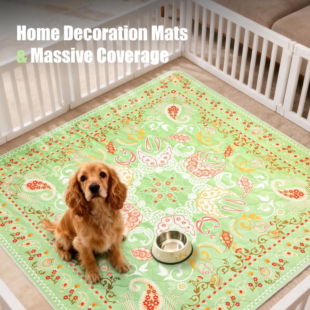 Washable Dog Pee Pads 2-Pack, 31.5" x 31.5" Reusable Puppy Training Pads with Non-Slip Backing, 4-Layer Super Absorbent Whelping Mat for Playpens, Furniture & Crate