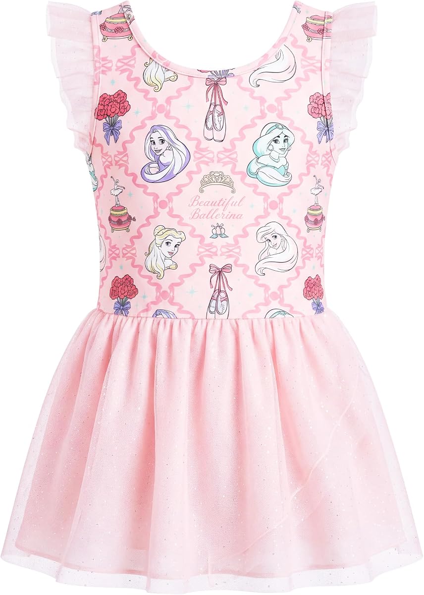 Disney Frozen Elsa princesa Stitch Minnie niñas Leotardos de ballet manga con volantes leotardo brillante vestido de baile traje de bailarina 2-9Y