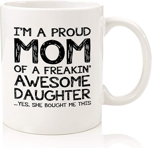 Miniatura 1 de Taza de café divertida con texto en inglés "Proud Mom Of A Awesome Daughter", regalos para mamá de parte de su hija, niño, regalo para las mejores