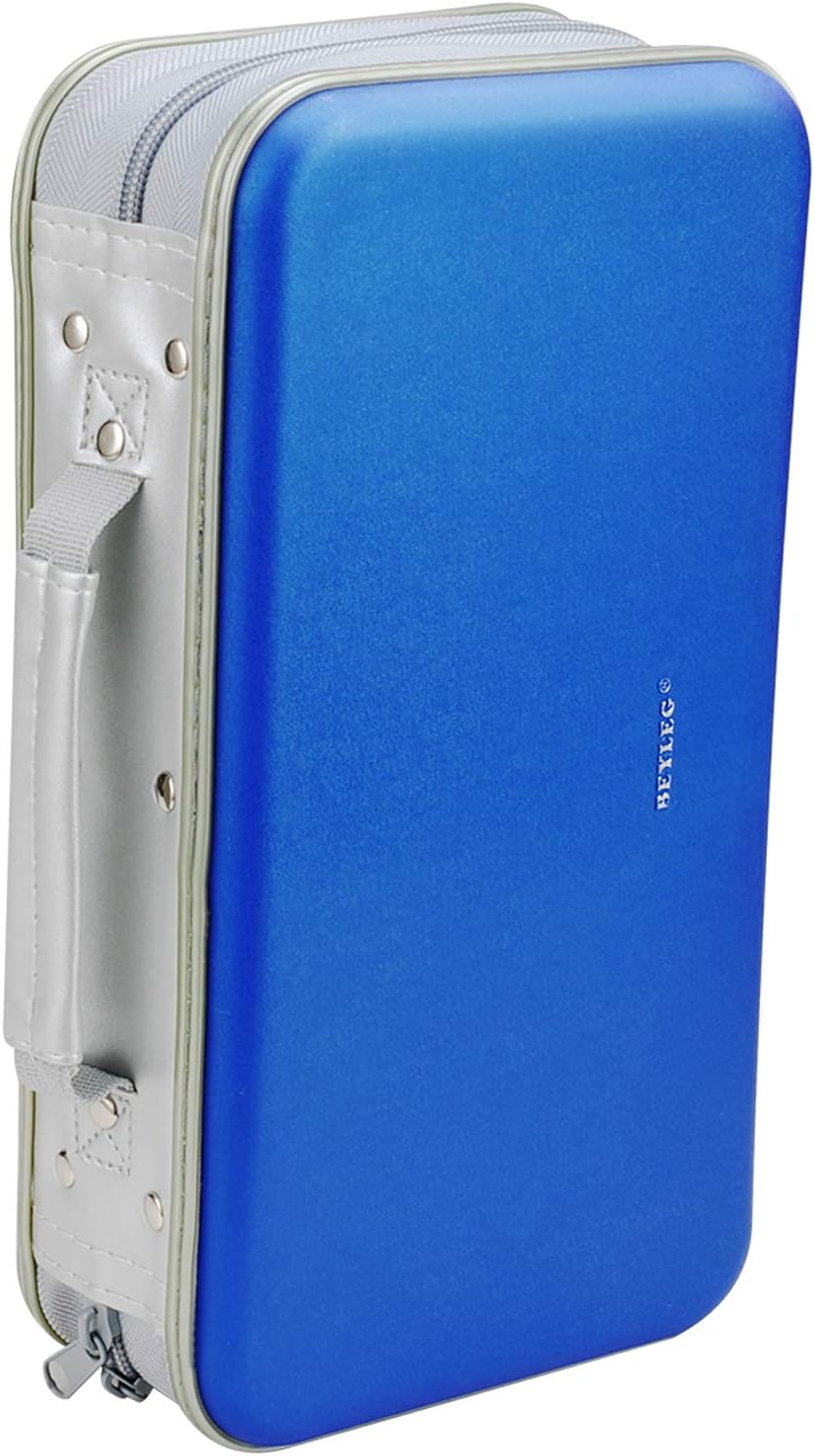 CD DVD Wallet, Wismart 96 Capacity Heavy Duty Sturdy DVD Storage Hard shell CD Disk Holder DVD Case VCD Wallets Blu-ray Media Case Storage Holder Organizer Wallet,96 Capacity (Blue)