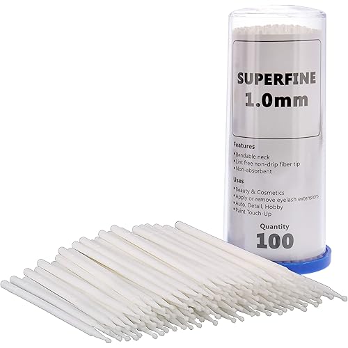 TCP Global 100 Paint Touch Up Brushes, Disposable Micro Brush Applicators, White with Fine 1.0 mm Tips - Auto Body Shop, Auto Car Detailing, Hobby