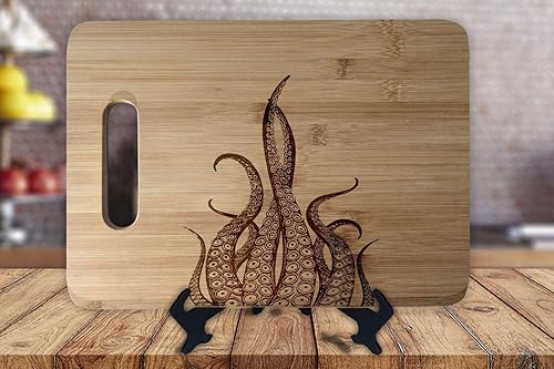 Octopus Tentacles Kraken Kitchen Cutting Board Wedding Gift Personalized Personalized Cutting Board Engagement Bamboo Cutting Board Chopping Block