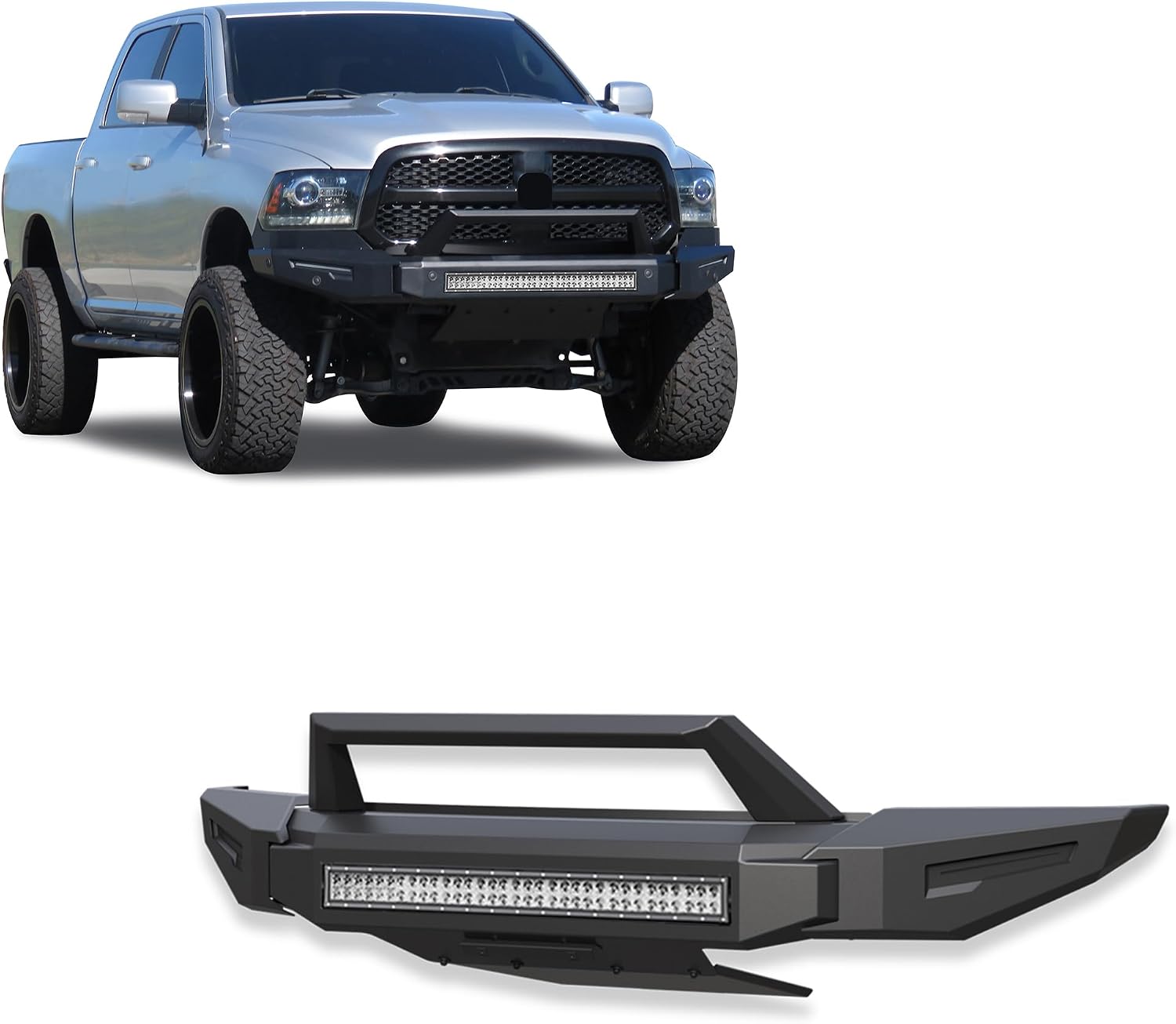 Black Horse Armour II Heavy Duty Modular Front Bumper Modular Matte Black Compatible with 2016-2023 Toyota Tacoma-AFB-RA14-K2