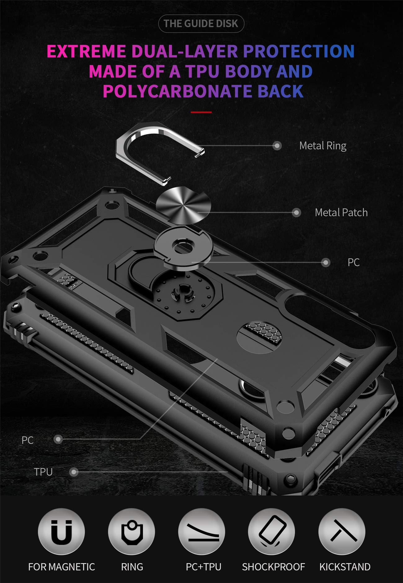 NEW'C Coque pour Huawei P30 Silicone Ultra Fine Noir et 2 × Verre trempé Film Pr