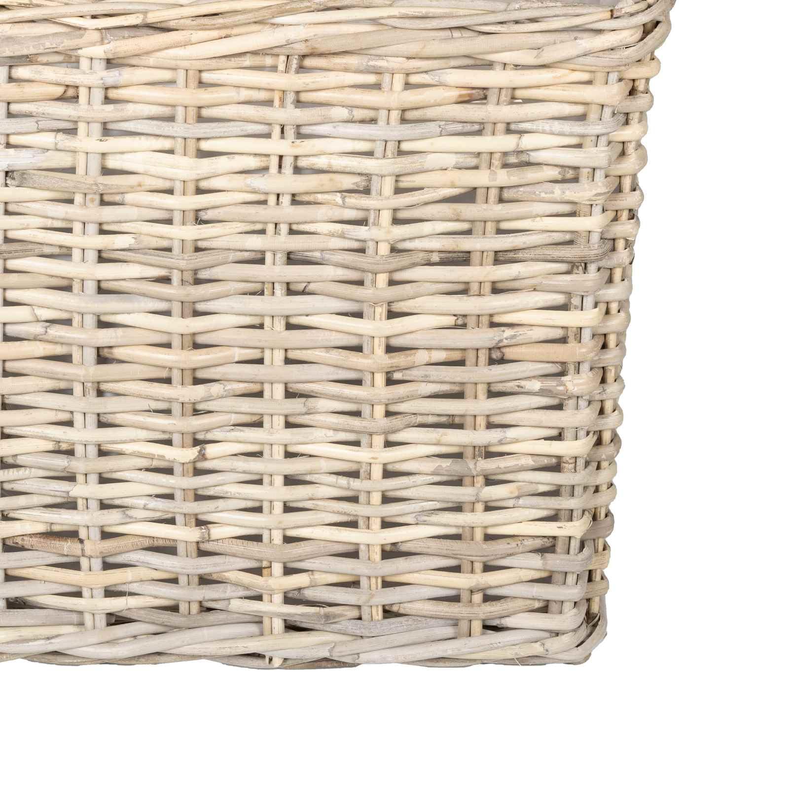 Juego de 2 macetas con almacenamiento de mimbre Kubu en gris natural para interior y exterior, plegable, con revestimiento interior impermeable, ideal para plantas, decoración