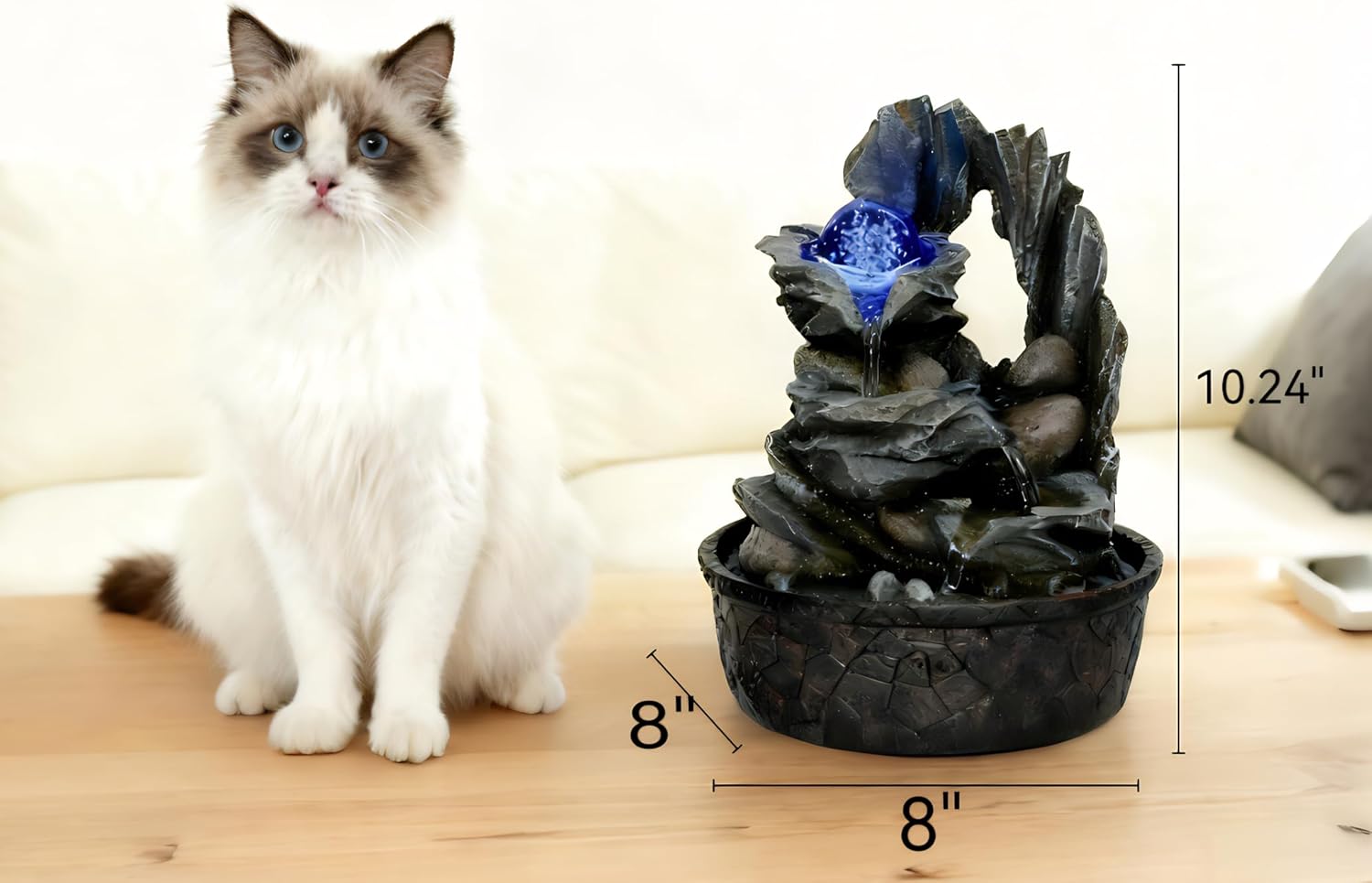 Tabletop Water Fountain GIDITA Crystal Ball Tabletop Fountain Soothing Sound Water Fall Fountains Indoor Automatic Pump, Fuentes de agua para Interior Relaxation for Office Décor, Living Room