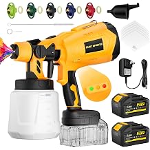Cordless Paint Sprayer for House Painting with 2x5200mAh Battery, 37000RPM