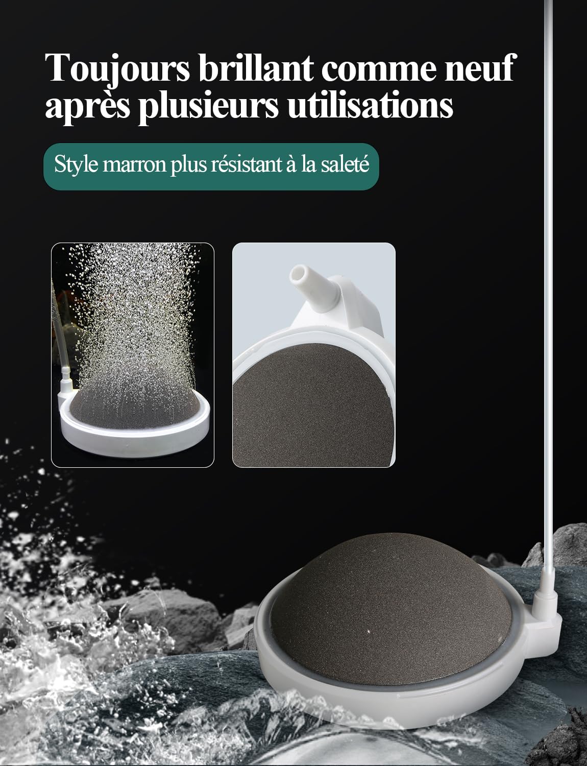 boxtech Aquarium Pierre a Air, Diffusore d'aria per acquariofilia, per silenziatore diffusore di ossigeno per pesci, gamberi e piante idroponici (80 mm, pompa ad aria non inclusa)