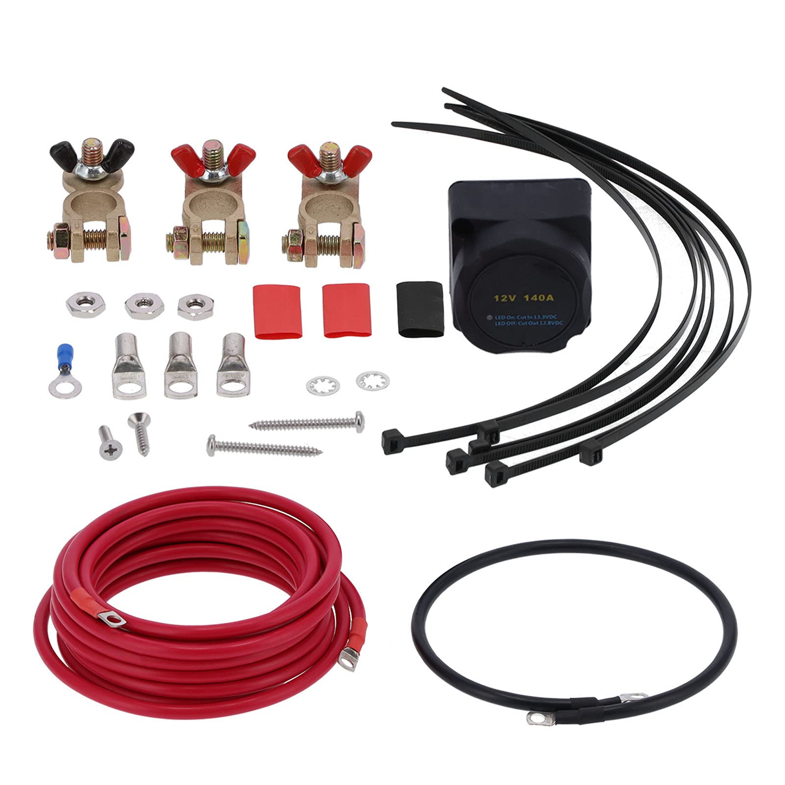Jeanoko Kit Isolatore Batteria Intelligente Impermeabile con relè di Tensione per Veicoli Fuoristrada per Impieghi Gravosi 12V 140A