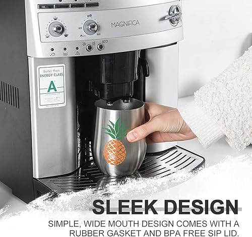 Miniatura 2 de Life's Easy Vaso de vino de acero inoxidable con tapa, 12 onzas, vaso de vino de viaje aislado al vacío con tapa, vaso de vino de viaje  Acero