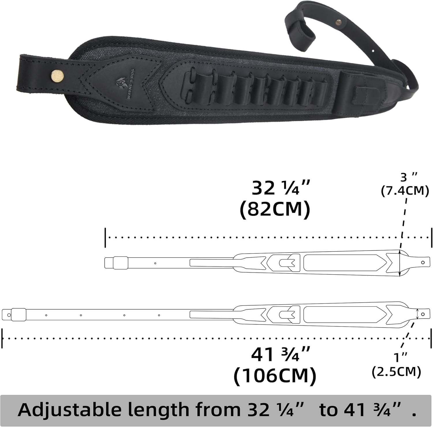 Tas Trost Leather Rife Sling Cartridge Holder with Handle Loop, Canvas Shotgun Strap for .308 45-70 30-30 .22LR 12GA