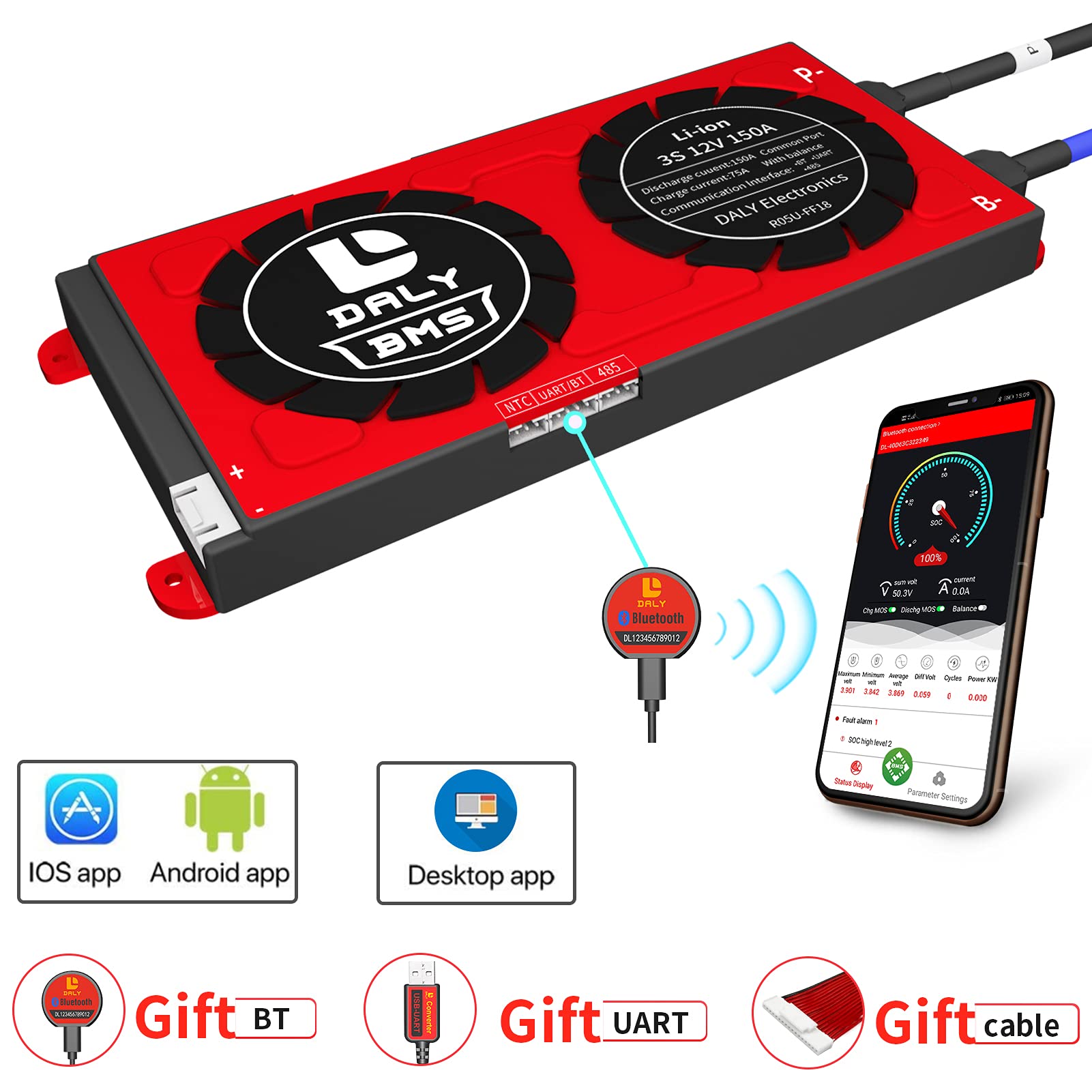 Amazon.com: DALY Smart BMS Li-ion 3S 12V 150A with