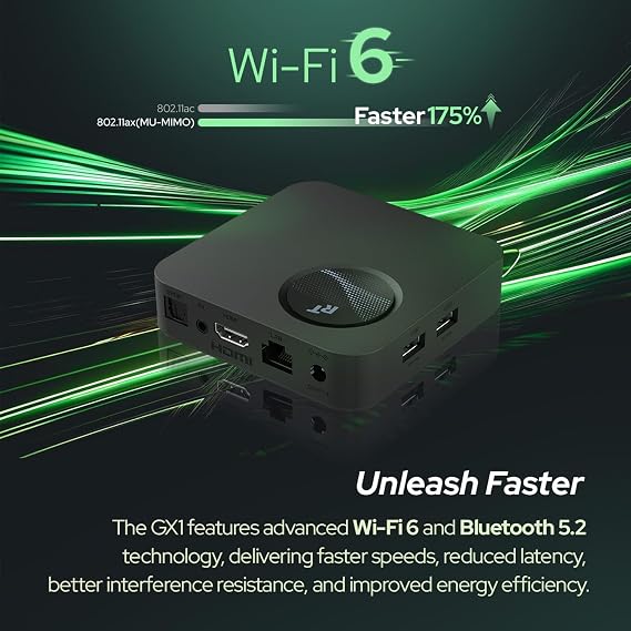 RockTek GX1 4K Google TV Box, 4GB RAM, 32GB Storage, Wi-Fi 6 | 4K Google-certified Android TV box with 4GB RAM, 32GB storage and Wi-Fi 6.