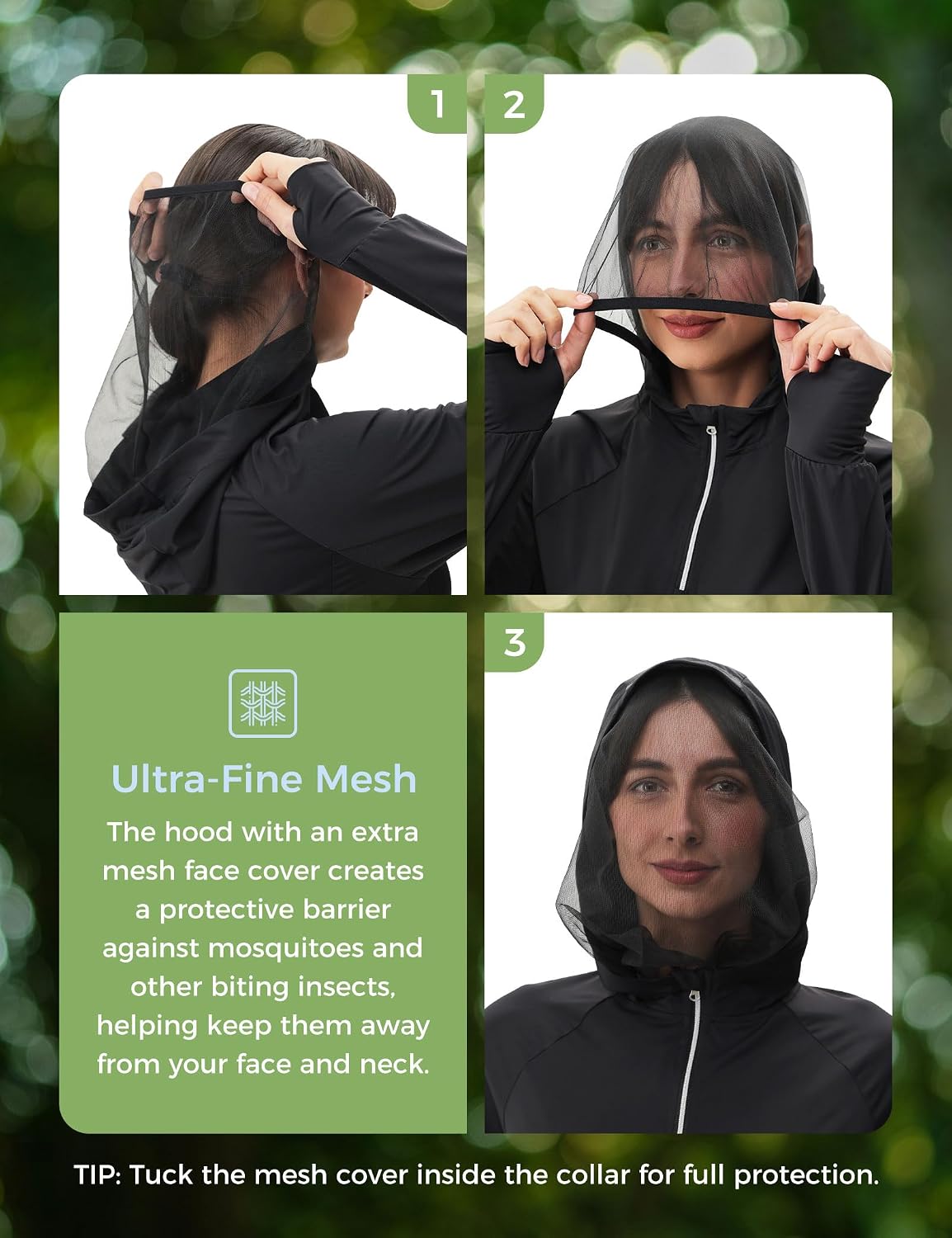 UPF 50+ Sun Protection Mosquito Jacket for Women, Lightweight Long Sleeve Sun Shirt, UV Bug Mosquito Proof Clothing