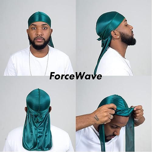 Miniatura 3 de ForceWave 10 piezas de cola larga sedosa Durags para mujeres y hombres, satén Durag 360 onda, Dorag, 10 piezas