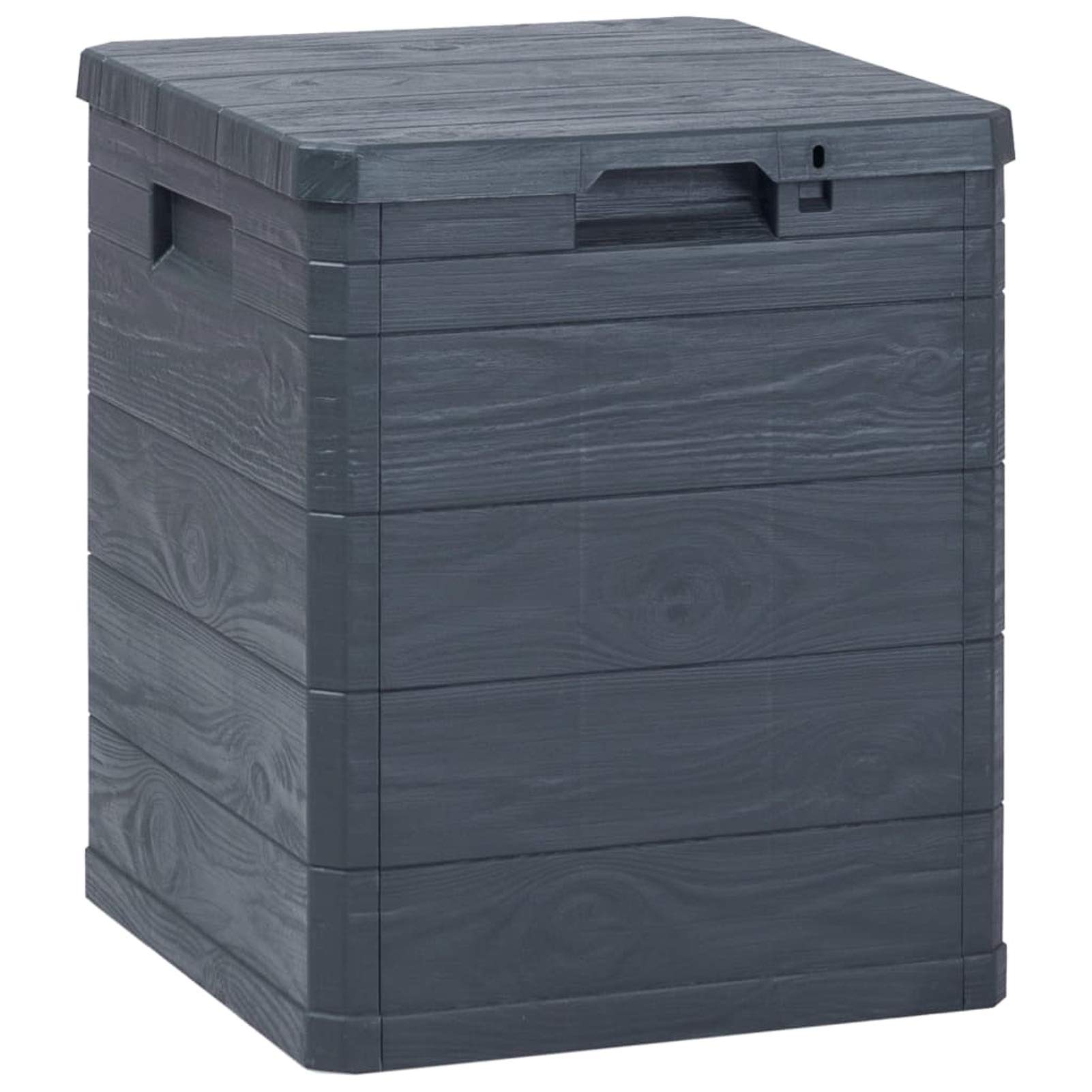 Festnight Baúl de Almacenamiento Arcón para Cojines Gris Antracita 42,5 x 44 x 50 cm 90 L Arcón Caja Exterior de PP para Balcón Jardín