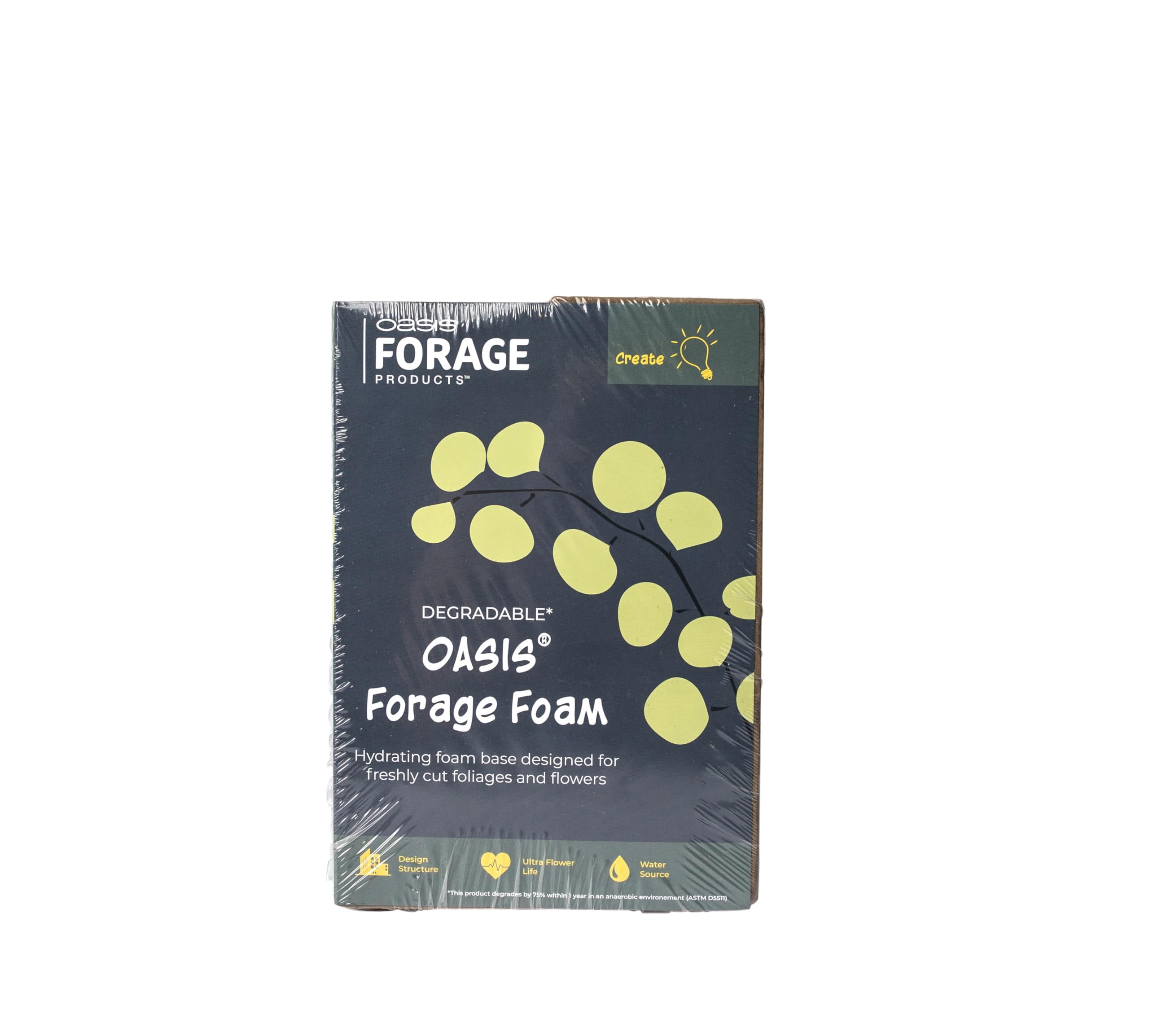 Oasis Forage Floral Foam | Securely Holds Stems in Place | Degradable | Superior Hydration for Freshly Foraged Botanicals | Dark Brown | Pack of 4 Bricks