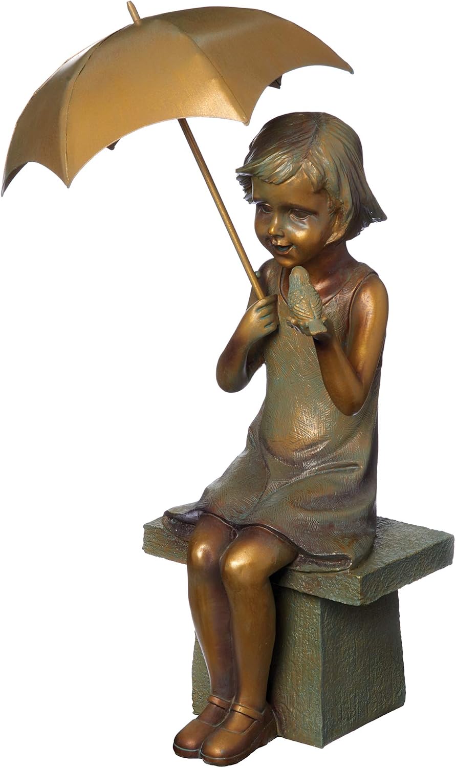 Roman - Girl on Bench Statue, 17.25" H, Garden Collection, Resin and Stone, Decorative, Gift, Home Outdoor Decor, Durable, Long Lasting, Unique Design