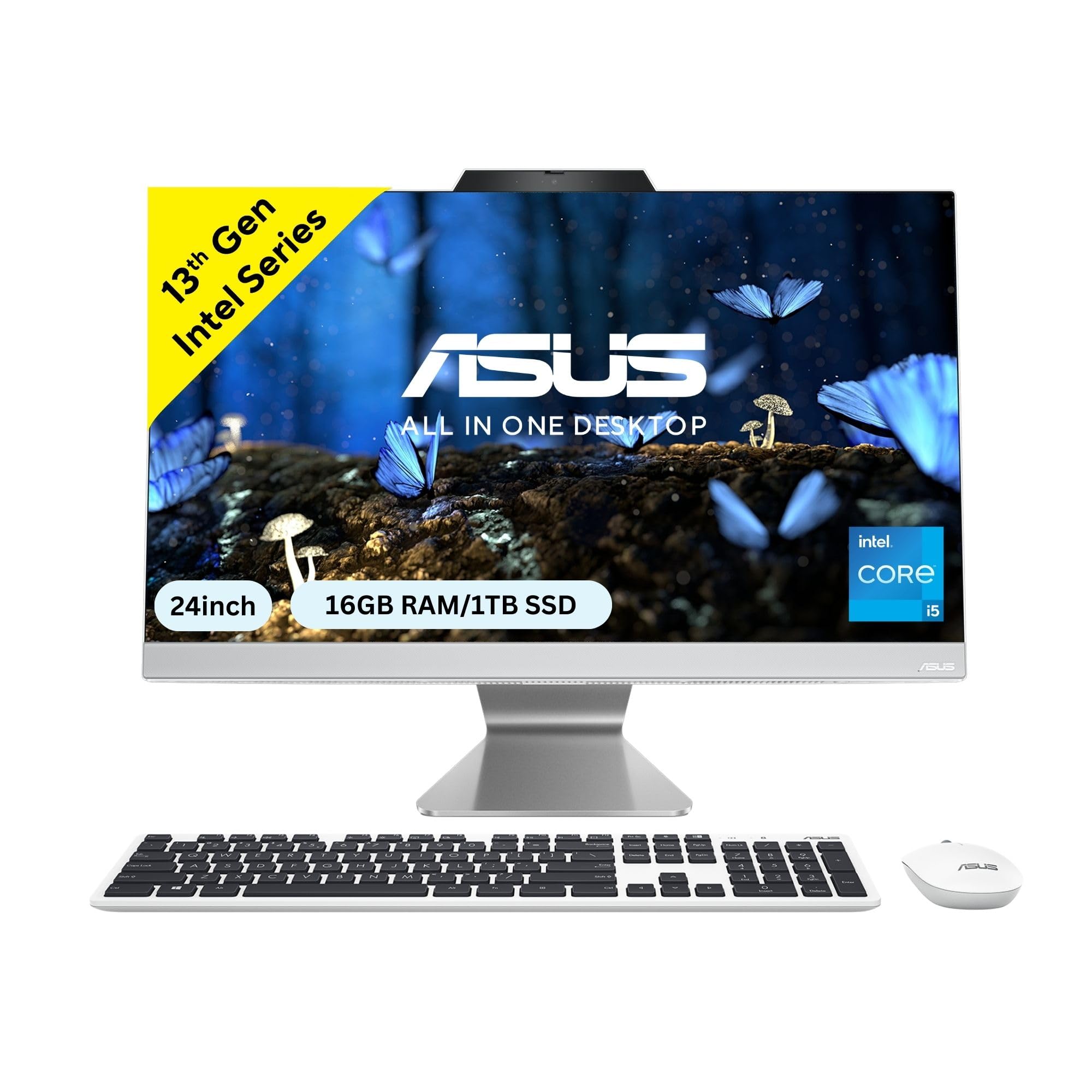 ASUS A3402, 23.8" FHD, 13th Gen, Intel Core i5-1335U, All-in-One PC (16GB RAM/1TB SSD/Windows 11/Office 2021/White/5.4 Kg),with Wireless White Keyboard & Mouse, 3 Years Warranty, A3402WVA-WPC005WS