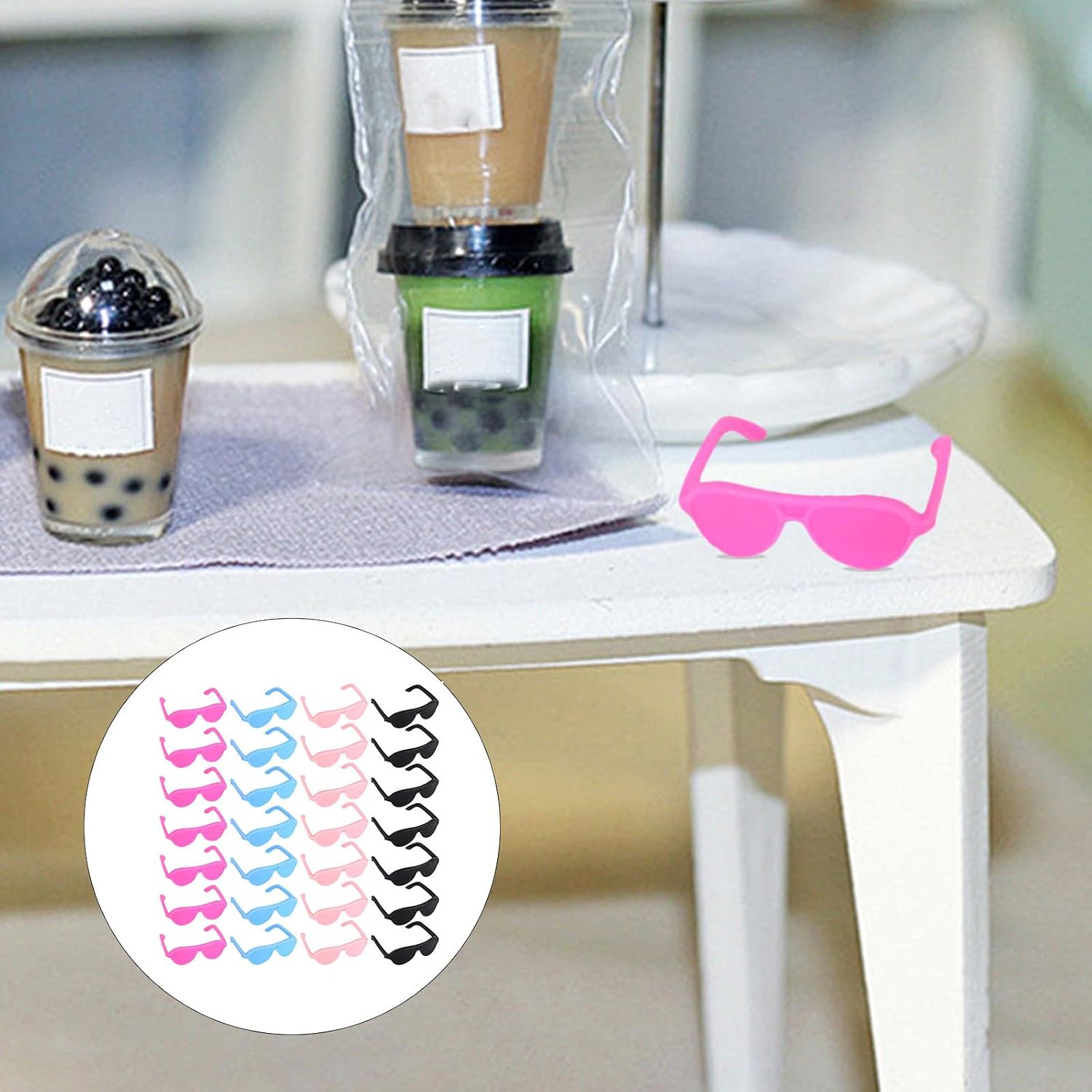 NUOBESTY Doll Dress up Mini Sunglasses for Crafts Miniature Dollhouse Accessories 1.18 Inch Trendy Doll Eyewear Kids Play Toy