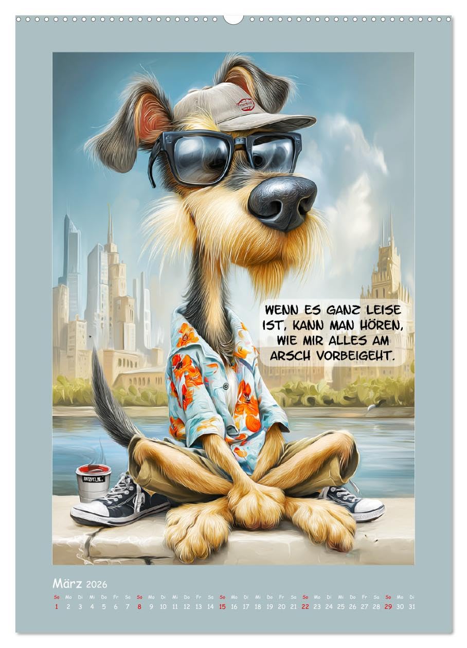 Hundstage. Bissiger Humor vom Feinsten (hochwertiger Premium Wandkalender 2026 DIN A2 hoch), Kunstdruck in Hochglanz: Ein urbaner Cartoon-Kalender, in ... durchs Jahr streunen (CALVENDO Spass)