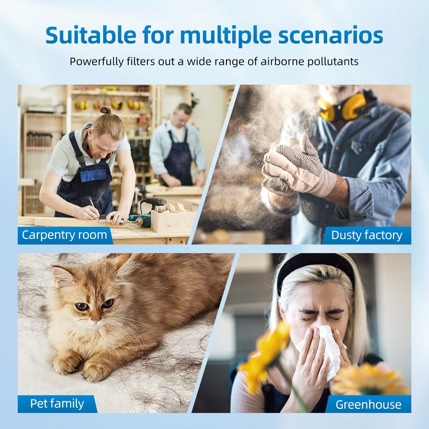 2 Pack 5-Micron Outer Filters Compatible with WEN 3417/AF1270 POWERTEC AF1044/AF1045 Air Filtration System, Replacement for WEN 3415AF5 Woodworking Air Filters