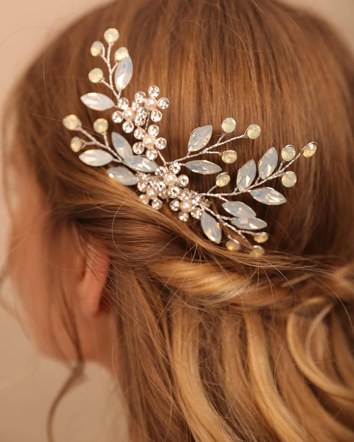Opal Hair Comb Crystal Bridal Hair Pieces Floral Hair