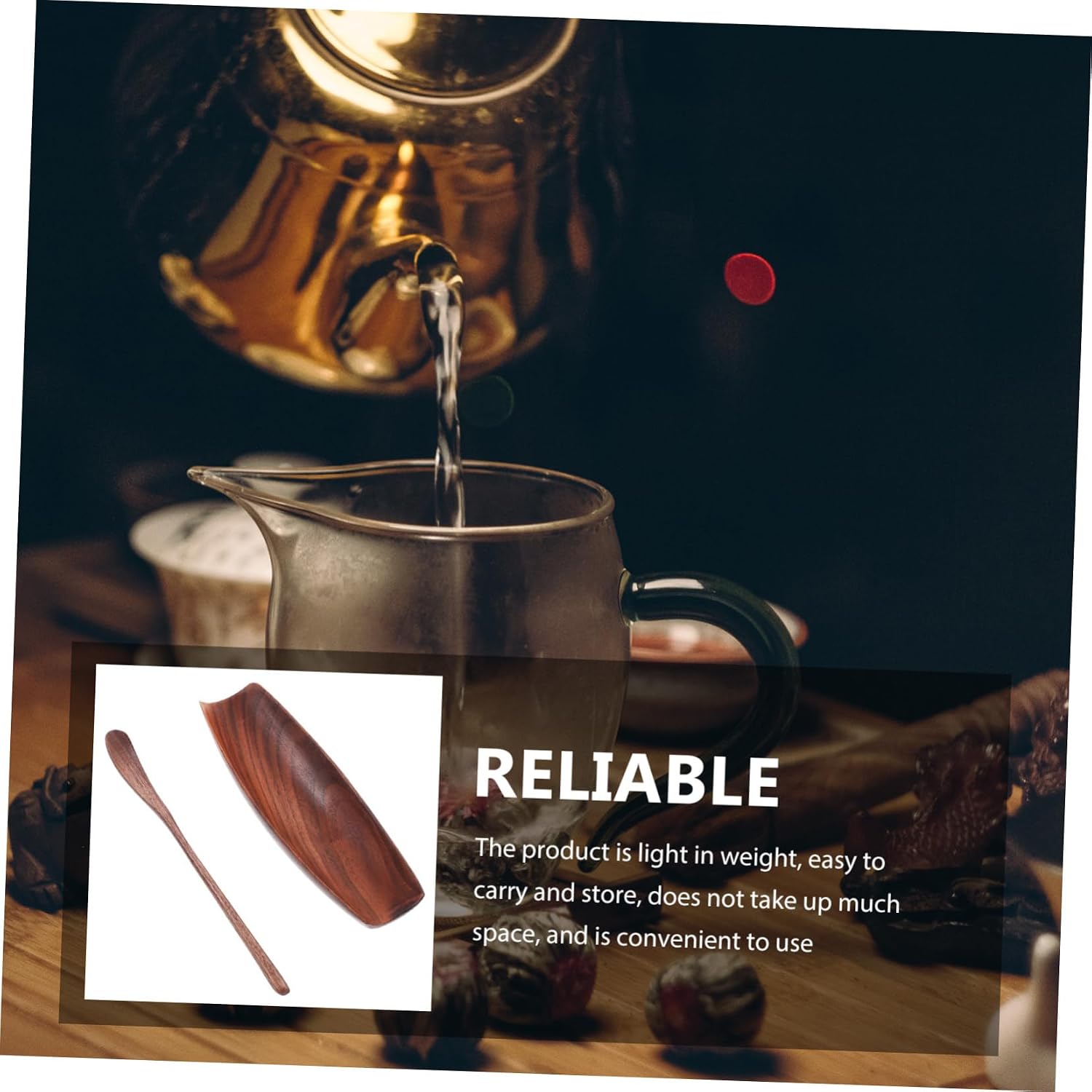 SOLUSTRE 1 Set Multi Functional Tea Shovel Teaspoons for Tea Ceremony Practical Walnut Teaspoon Scoop for Home Decor