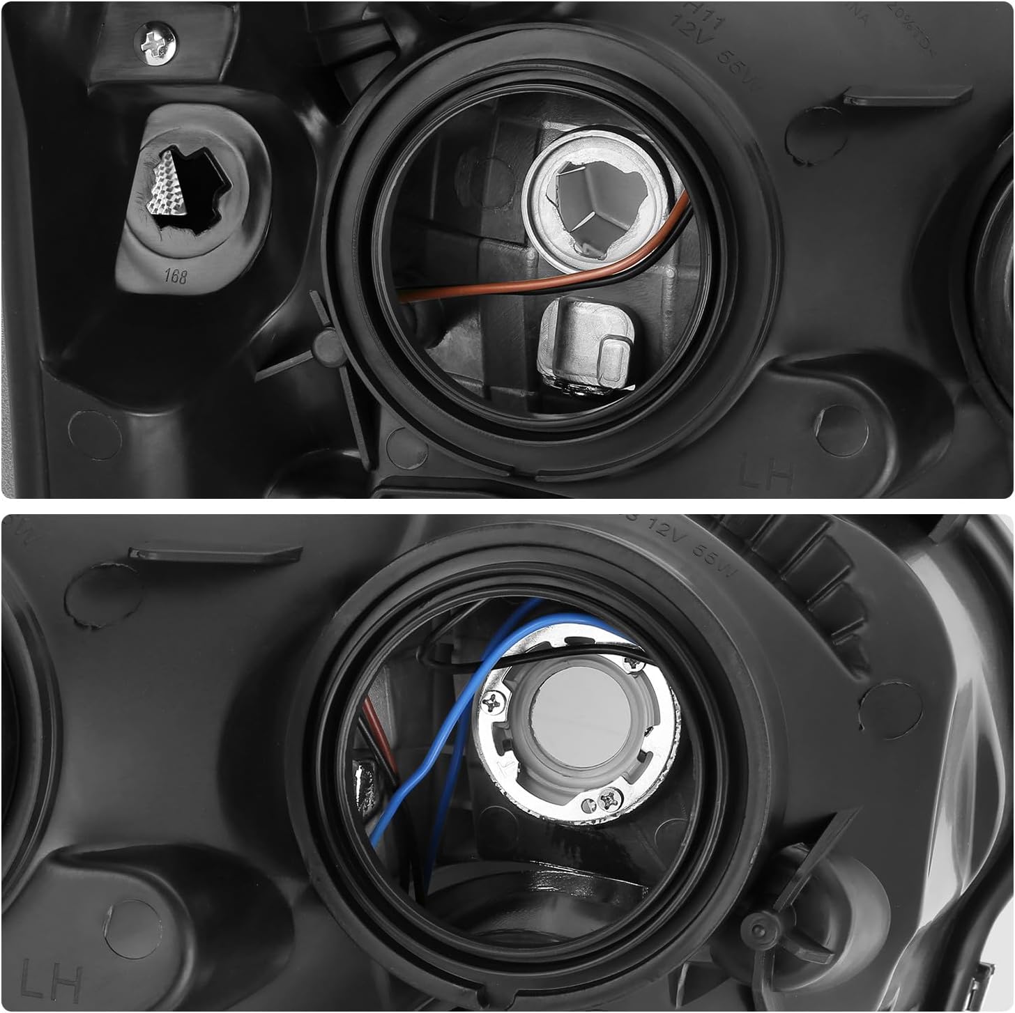 DNA MOTORING Pair of Headlight Assemblies Compatible With Ford Transit 150 250 350 2015-2023 Black Clear, HL-OH-FTSC15-BK-CL1