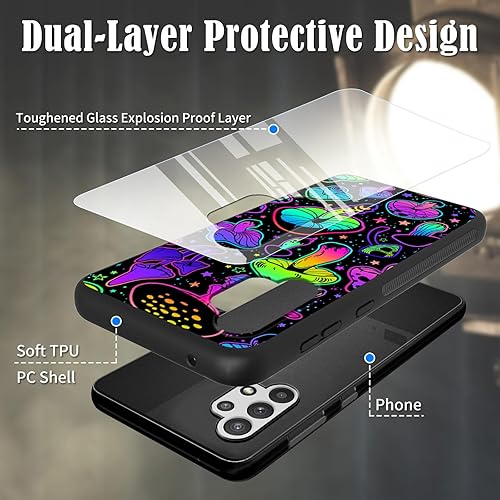 Miniatura 9 de Funda para Samsung Galaxy A32 5G a prueba de golpes de TPU suave para mujeres y hombres, contraportada dura de vidrio templado antiarañazos para