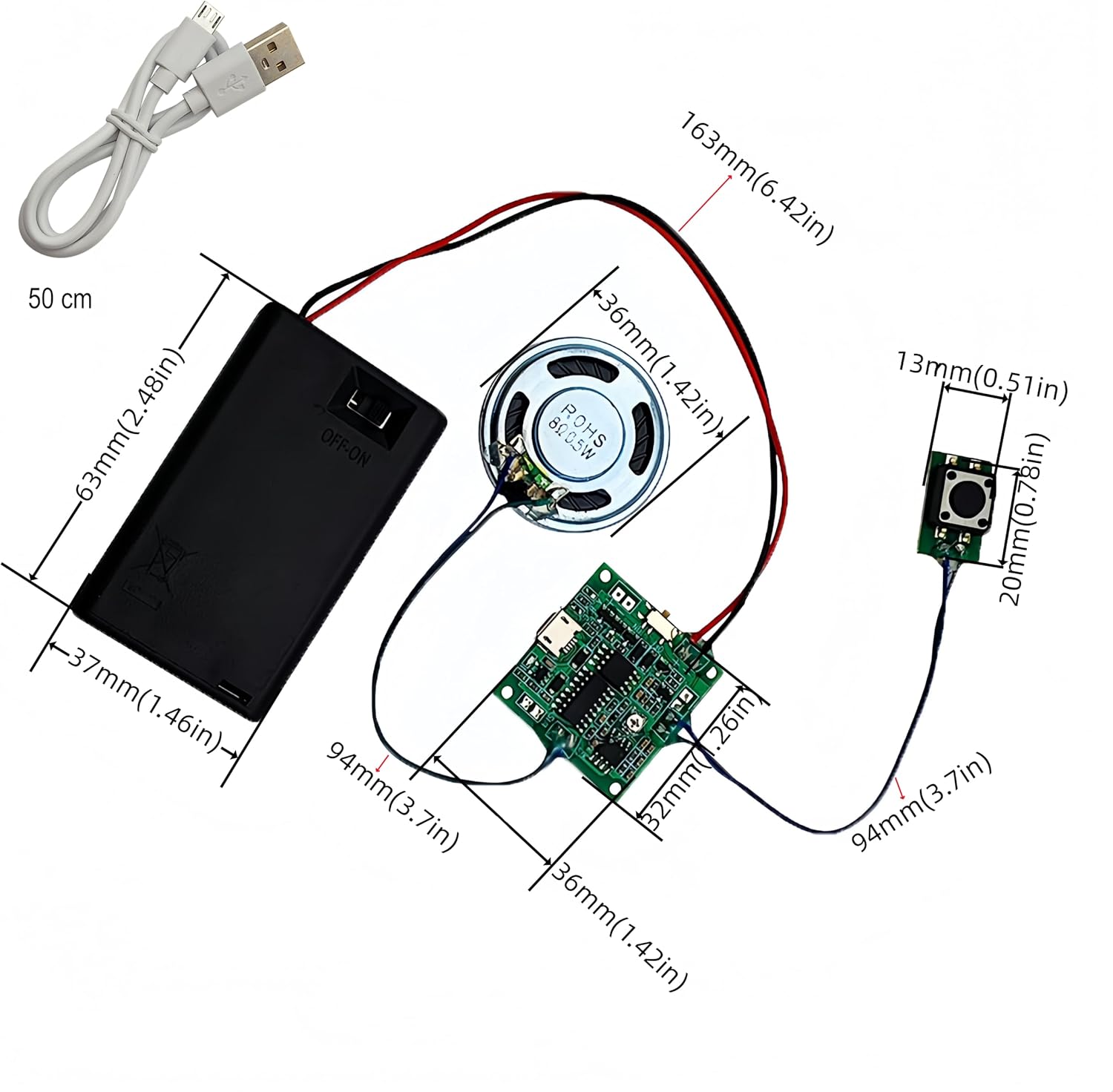 MP3 Music Recordable Sound Module Kits with Control Button 8M MP3 WAV Voice Board for DIY Birthday Music Box, Musical Greeting Card