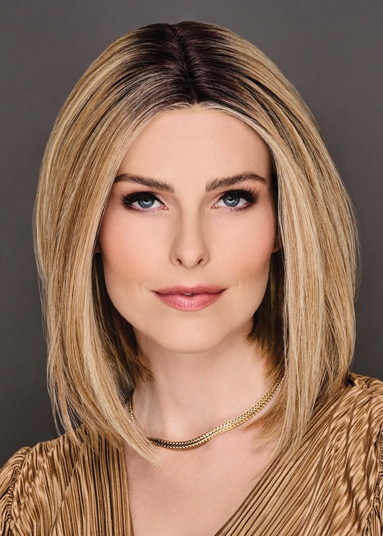 GABOR Glam Era Shoulder-Length Bob Wig, Sleek and Trendy With Center Part, Average Cap - GF14-88 Golden Wheat