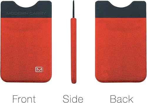 Miniatura 3 de Modern Carry Cartera delgada para tarjetas de crédito ultrafina, Naranja neón con 2 ranuras para tarjetas, Cartera de tarjeta de crédito