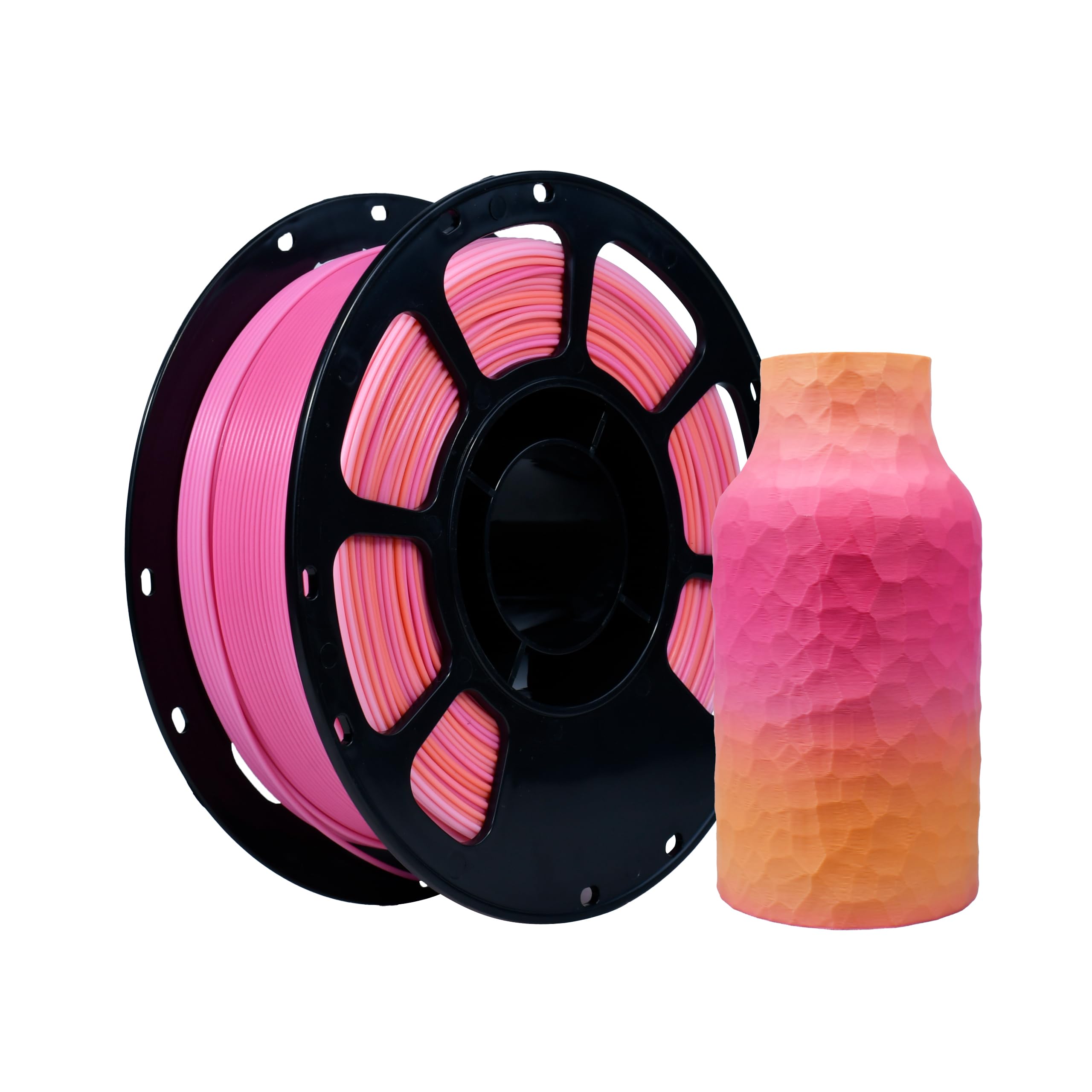 iBOSS Matte Gradient 3D Printer PLA+ Filament 1.75 +/- 0.02mm, Matte Multicolor Filament PLA Plus 1KG(2.2LBS) Spool, Fit Most FDM 3D Printers (Matte Gradient Rose Red-Pink)