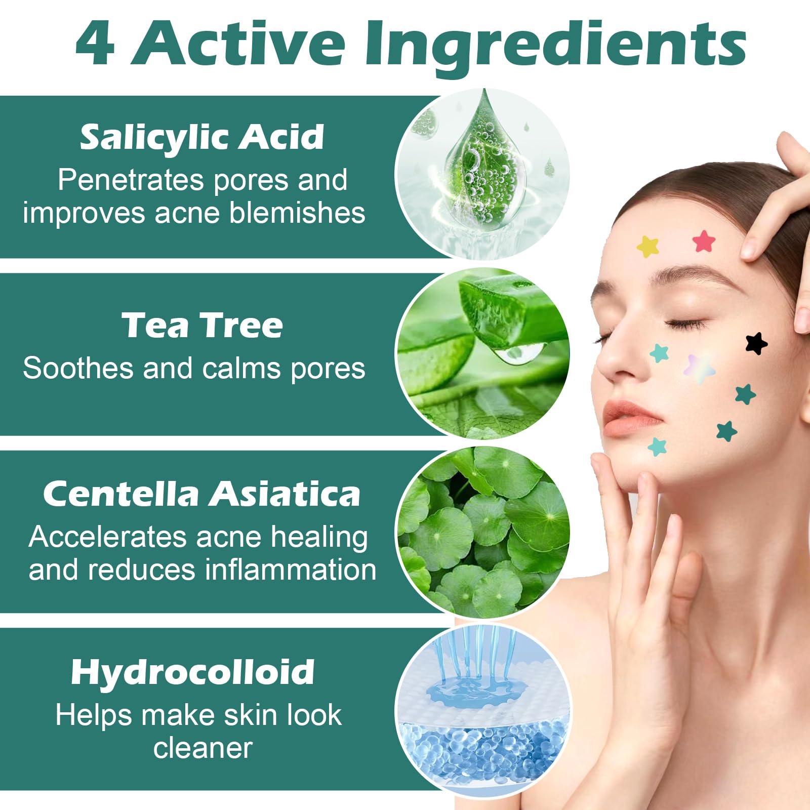 400 Pezzi Cerotti Brufoli, Pimple Patch Brufoli, Stelline Invisibili Idrocolloide Acne Pimple, 2-In-1 Cerotti Per Brufoli Viso con 10 Tamponi Imbevuti di Alcol e Pinzette
