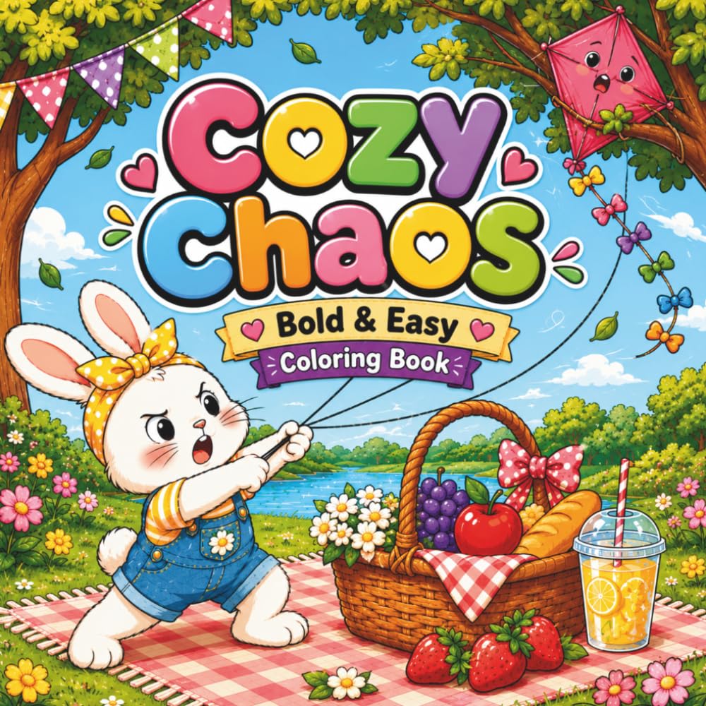 Cozy Chaos: Bold & Easy Coloring Book for Adults: Funny Everyday Moments, Cozy Mishaps & Relaxing Coloring Fun