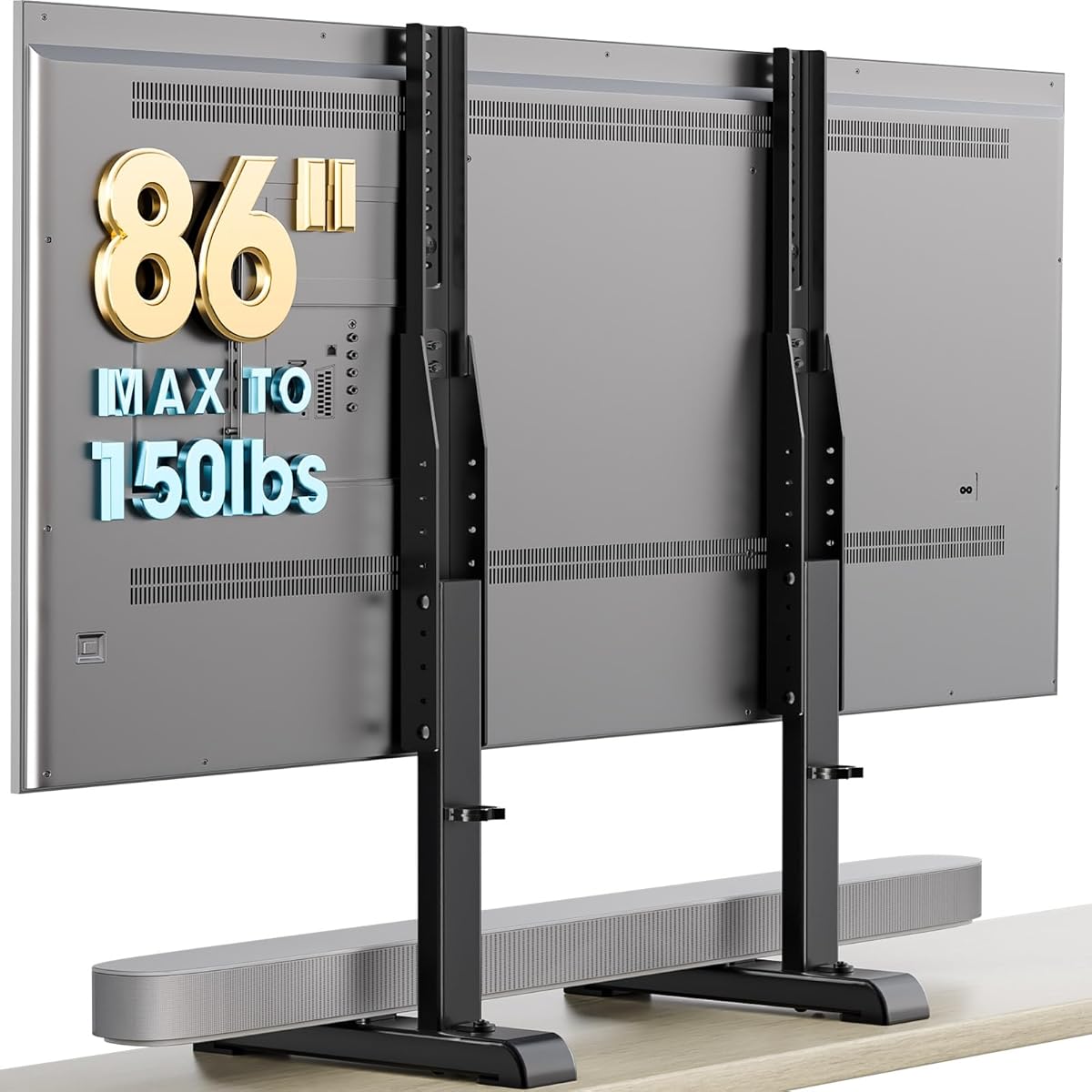 AX WABER Table Top TV Stand with Height Adjustable TV Legs Replacement for Most 37-86 Inch Flat Curved TVs,Steel TV Base Feet Holds up to 150 lbs with Cable Management, Max VESA 800x600mm Black