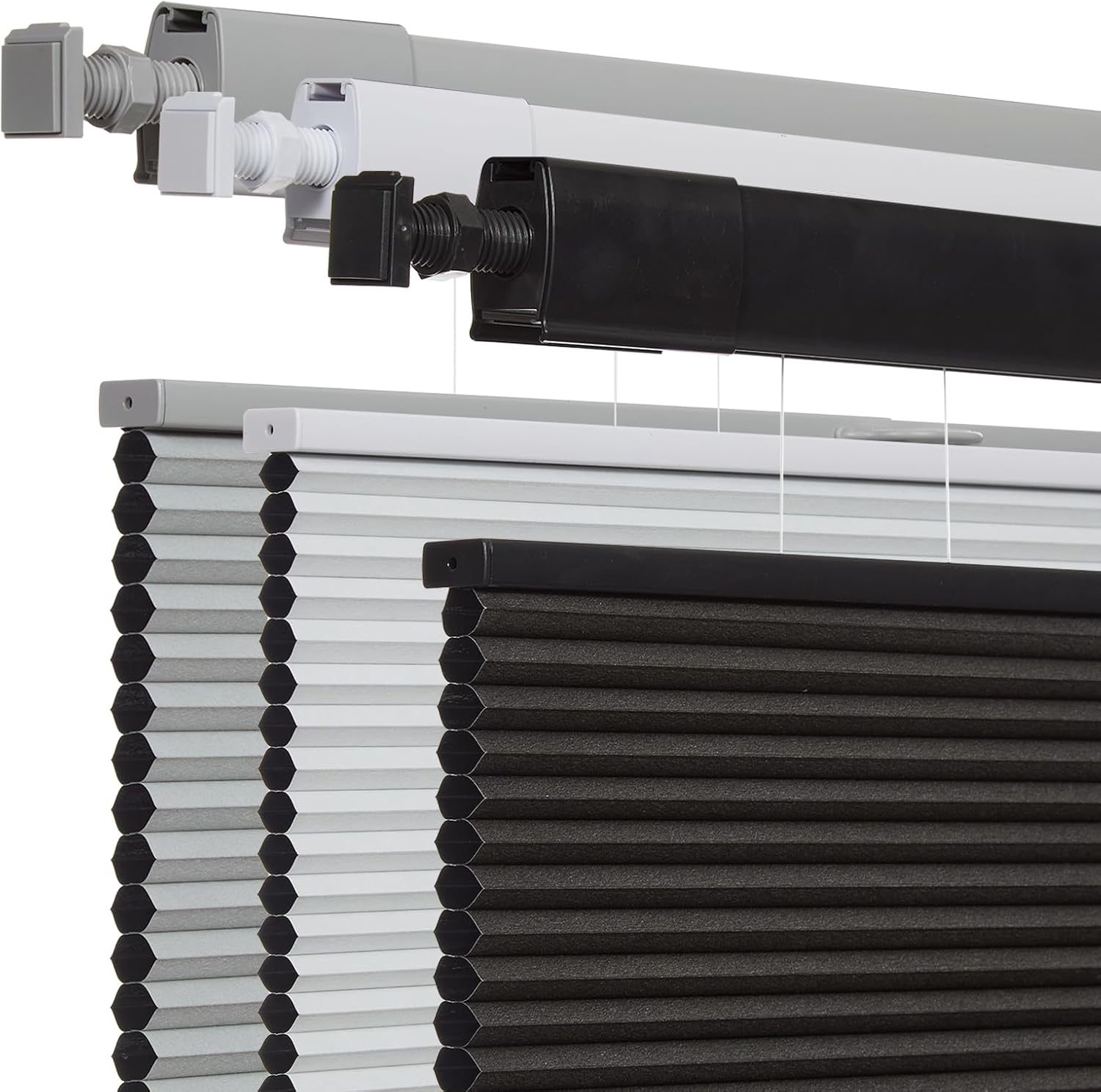 No Drill No Tools Cellular Shades for Windows, Top Down Bottom Up Honeycomb Blinds, Blackout Cordless Window Blinds for Indoor Windows, Easy to Install,Blackout-black30 W X 54" H