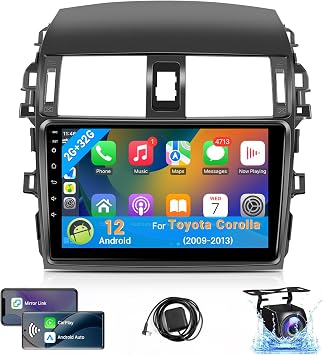 Leadfan Car Stereo for Toyota Corolla 2009 2010 2011 2012 2013 Radio Compatible with Wireless Apple Carplay 9 Touch Screen in-Dash GPS Navigation Bluetooth WiFi Mirror Link Unit Backup Camera 2+32G