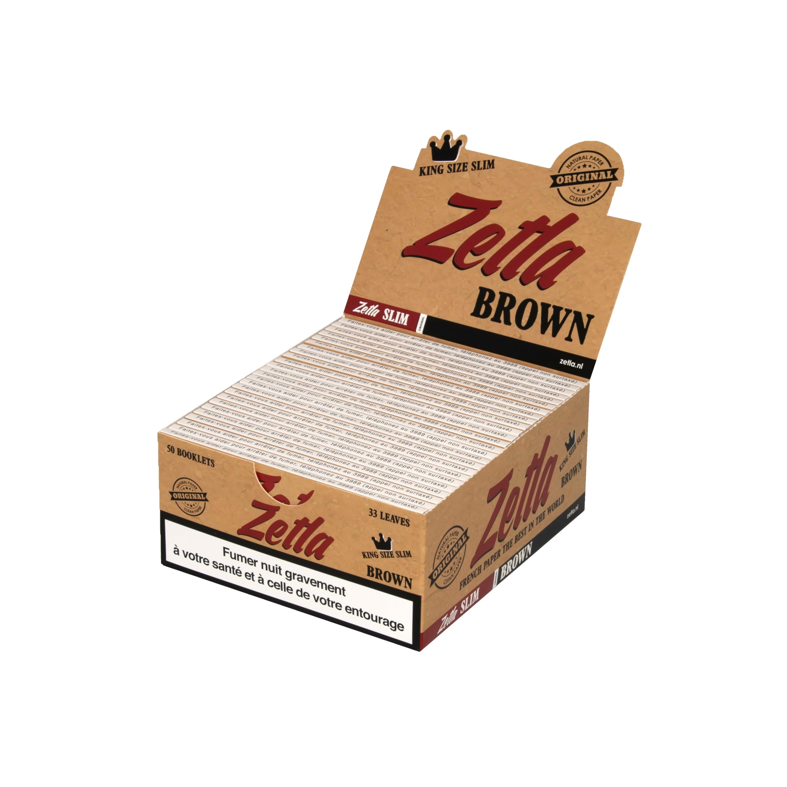 Rolling Papers Zetla Brown Slim - Zigarettenpapier 50 Heftchen 33 Blättchen