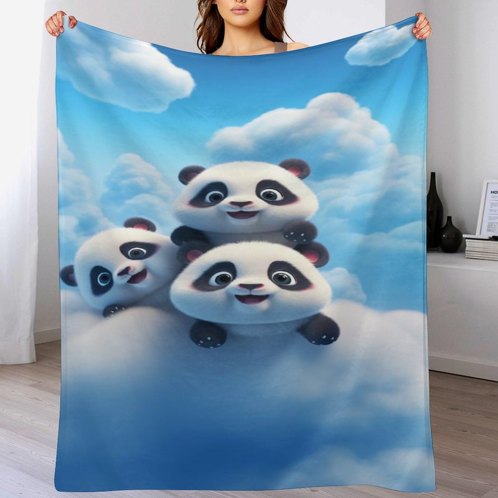 Couverture polaire bébé panda flanelle housse canapé 140x180